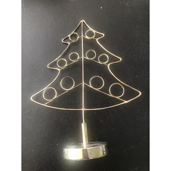 Vintage Self Standing Christmas Tree Photo Card Holder Advent Metal - Picture 1 of 5